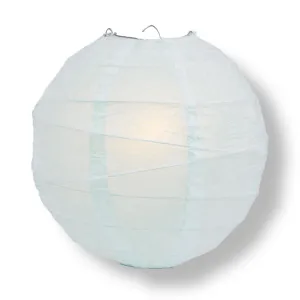 16" Arctic Spa Blue Round Paper Lantern, Irregular Ribbed, Chinese Hanging Wedding & Party Decoration
