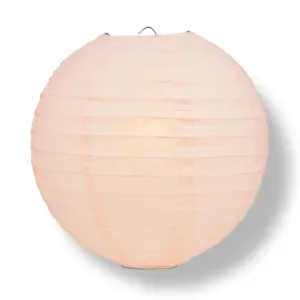 20" Rose Quartz Pink Round Paper Lantern, Even Ribbing, Chinese Hanging Decoration for Weddings and Parties