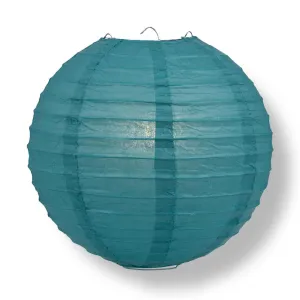 20" Tahiti Teal Round Paper Lantern, Even Ribbing, Chinese Hanging Wedding & Party Decoration