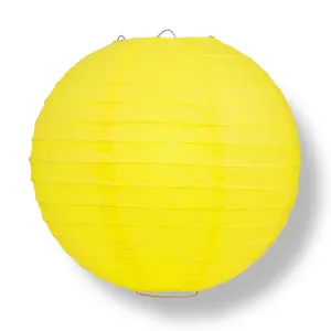 20" Yellow Round Paper Lantern, Even Ribbing, Chinese Hanging Wedding & Party Decoration
