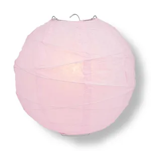 24" Pink Round Paper Lantern, Crisscross Ribbing, Chinese Hanging Wedding & Party Decoration