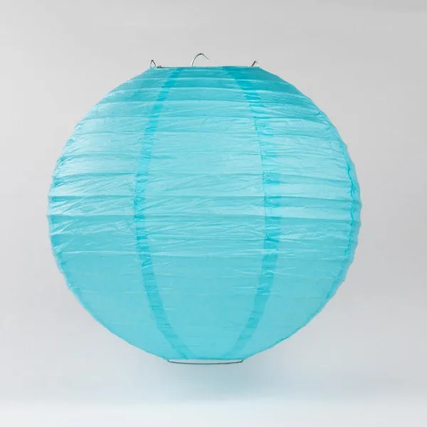 36" Baby Blue Jumbo Round Paper Lantern, Even Ribbing, Chinese Hanging Wedding & Party Decoration
