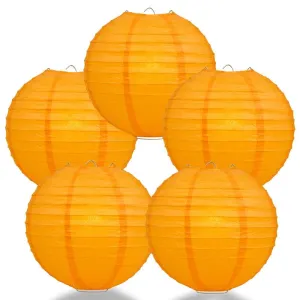 5-PACK 14" Orange Round Paper Lantern, Even Ribbing, Chinese Hanging Wedding & Party Decoration