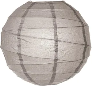 5-PACK 28" Gray / Grey Round Paper Lantern, Crisscross Ribbing, Chinese Hanging Wedding & Party Decoration