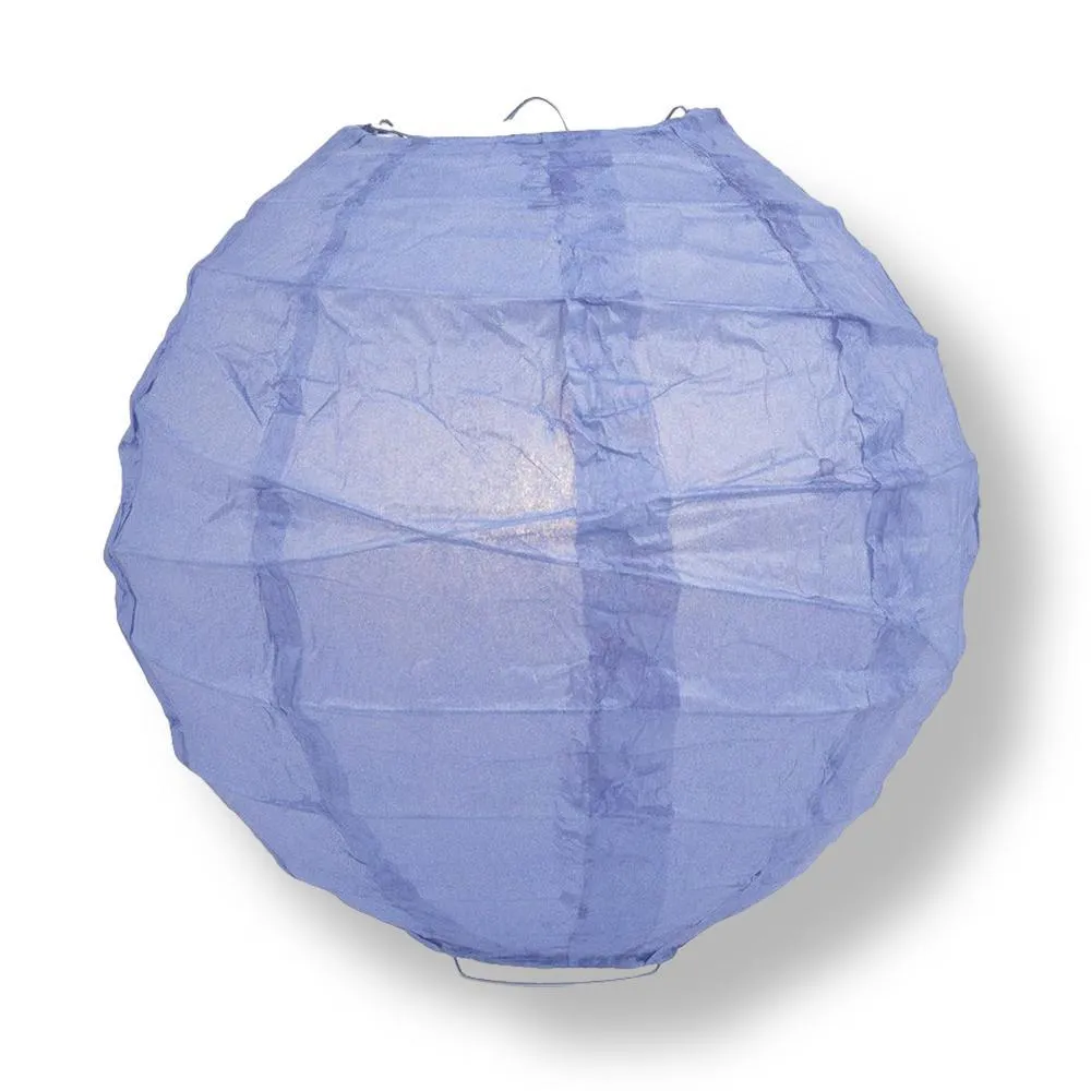 5-PACK 28" Serenity Blue Round Paper Lantern, Crisscross Ribbing, Hanging Decoration