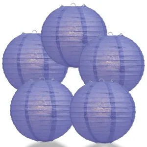 5-PACK 30" Very Periwinkle / Astra Blue Jumbo Round Paper Lantern, Even Ribbing, Chinese Hanging Wedding & Party Decoration