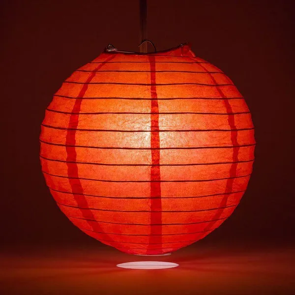 5-PACK 8" Red Round Paper Lantern, Even Ribbing, Chinese Hanging Wedding & Party Decoration