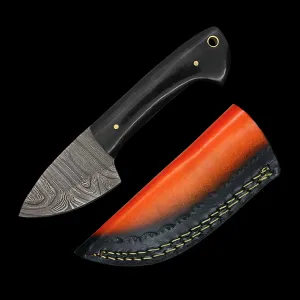 6.25" Damascus Steel (144 Layer) Hunting Skinner Knife Black Horn Handle