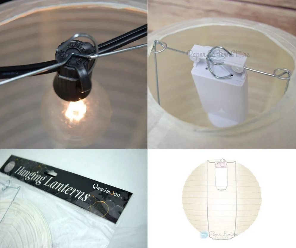8/12/16" White Round Paper Lanterns, Even Ribbing (3-Pack Cluster), Light up Lantern Decorations, Chinese Paper Lamps for Weddings & Parties