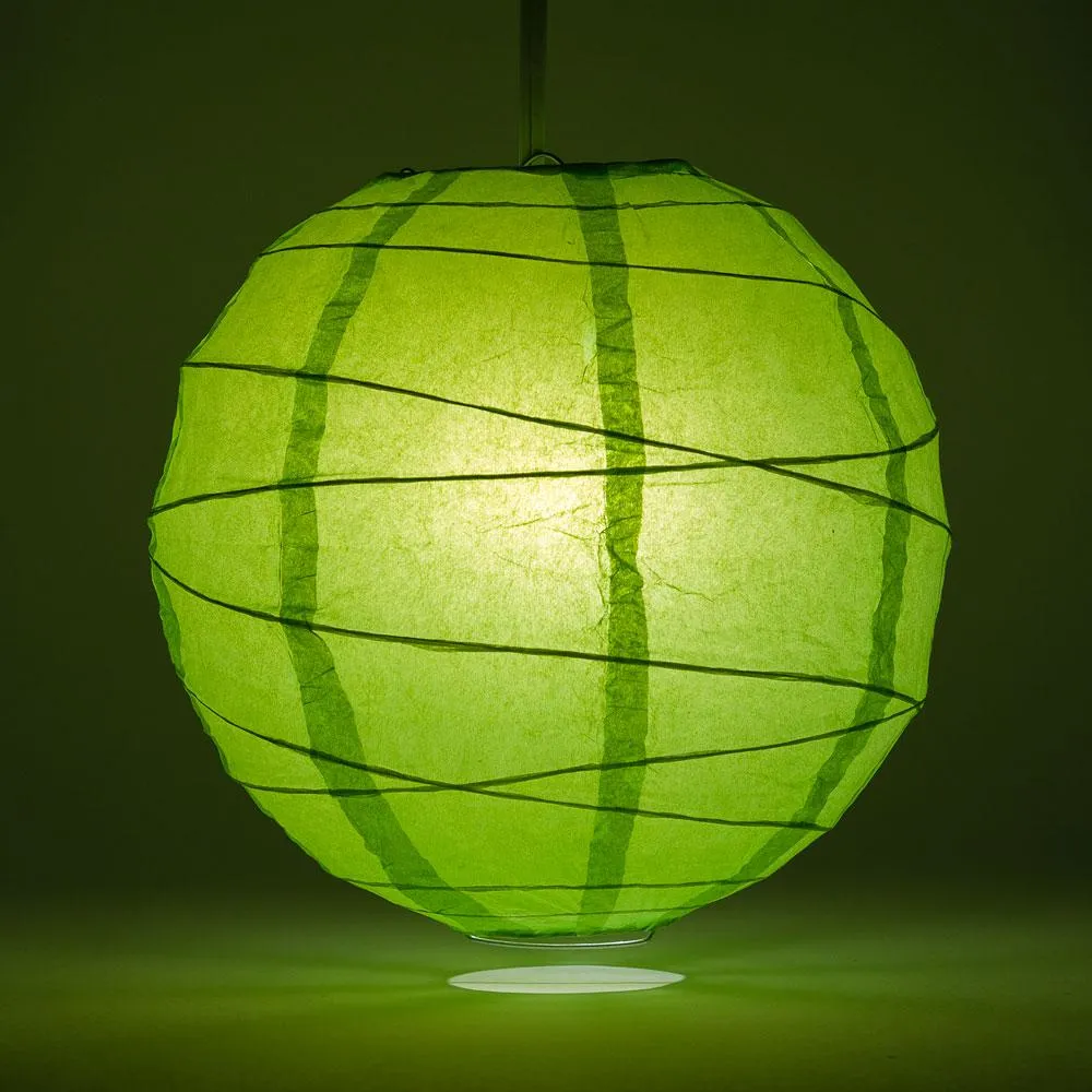 BLOWOUT BULK PACK (12) 20" Grass Greenery Round Paper Lantern, Crisscross Ribbing, Chinese Hanging Wedding & Party Decoration