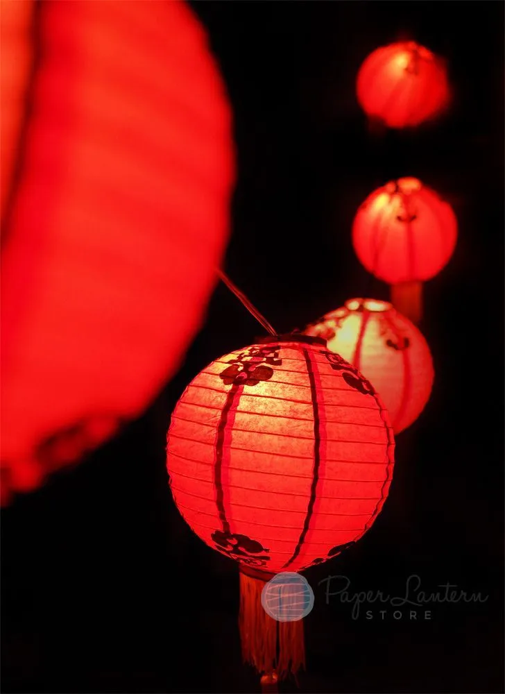 BULK PACK (10) 24" Traditional Chinese New Year Paper Lanterns w/Tassel