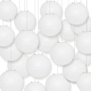BULK PACK (100) 36" White Jumbo Paper Lantern, Even Ribbing, Chinese Hanging Wedding & Party Decoration