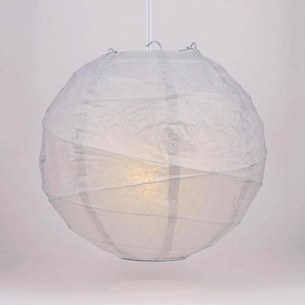 BULK PACK (12) 20" Gray / Grey Round Paper Lantern, Crisscross Ribbing, Chinese Hanging Wedding & Party Decoration