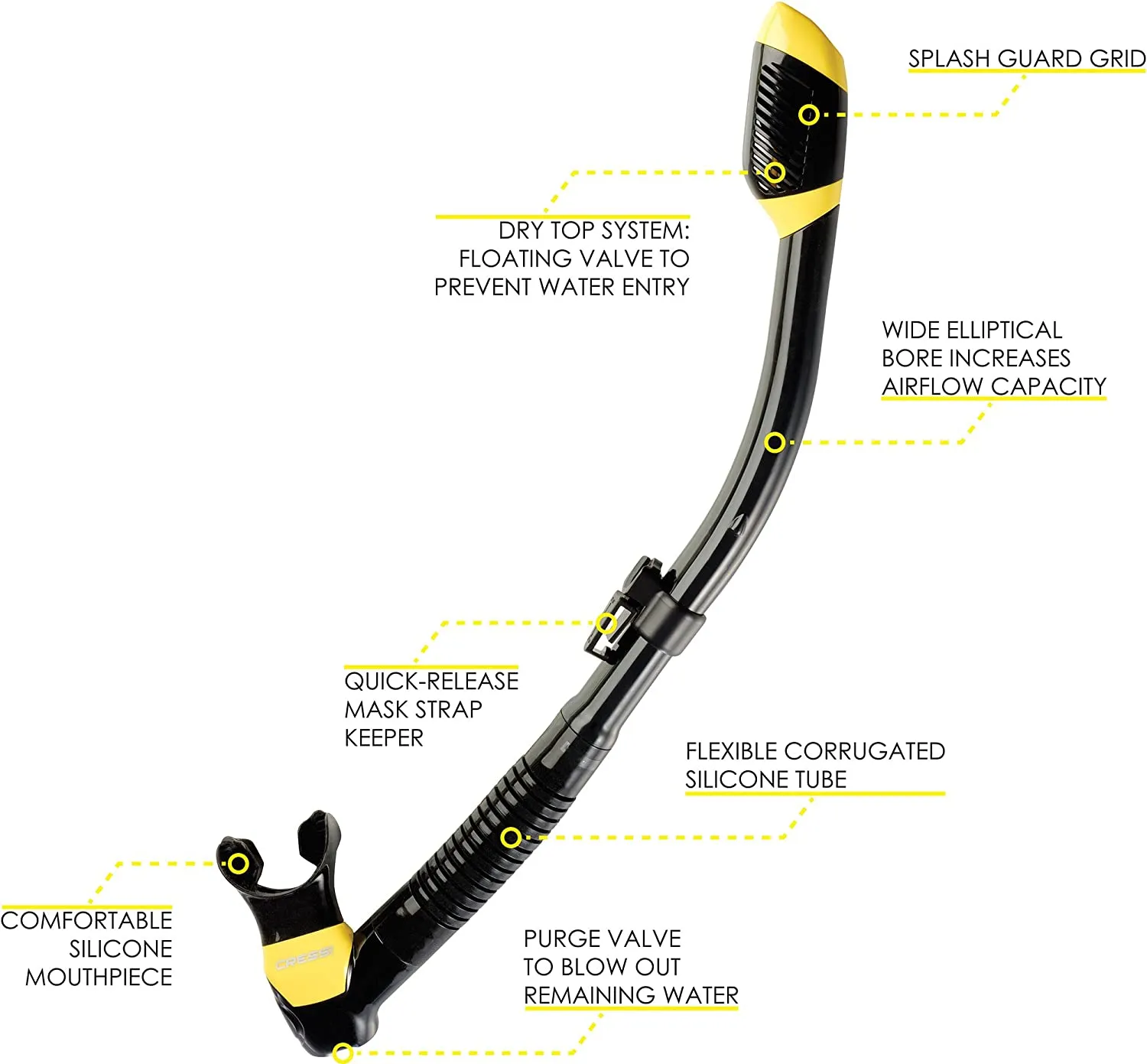 Cressi Supernova Dry Scuba Diving Snorkel