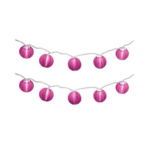 Electric String Lights with 10 Nylon Lanterns - Fuchsia