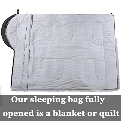 Envelope Sleeping Bag - 3-4 Seasons Warm Cold Weather