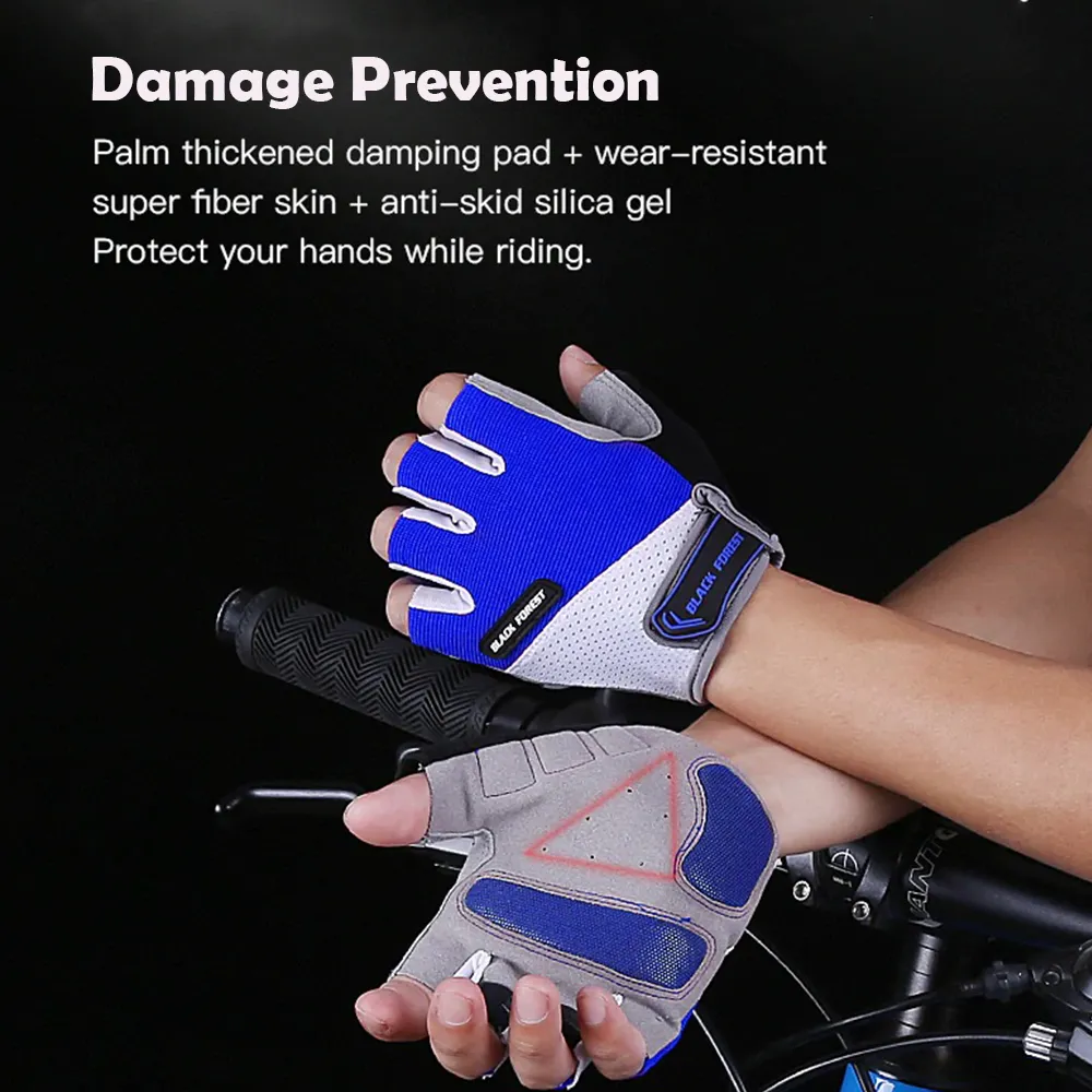 Kyncilor Open Finger Cycling Gloves Anti-slip Gel Cycling Gloves Anti-slip Shockproof Mountain Road Sports Gloves