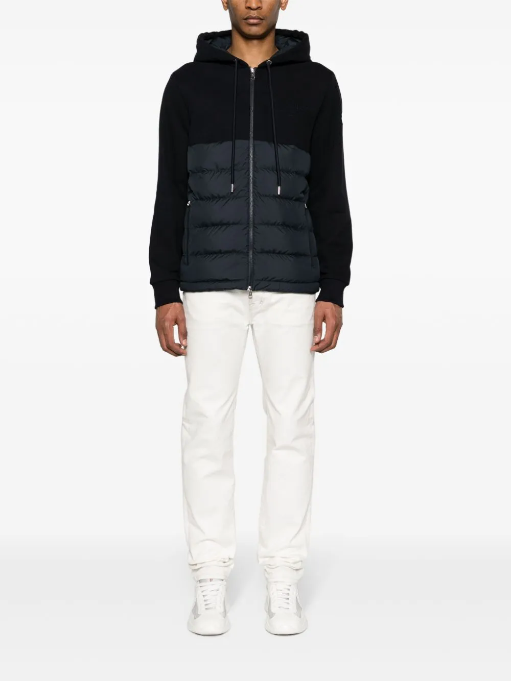 padded-panelled hooded jacket