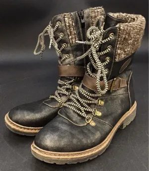 Patrizia By Spring Step Women's Black Brown Snow Boots - Size 6