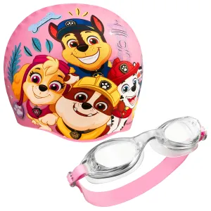 Paw Patrol Children's Swimming Goggles Swimming Cap Set Anti-Fog UV Protection - PINK