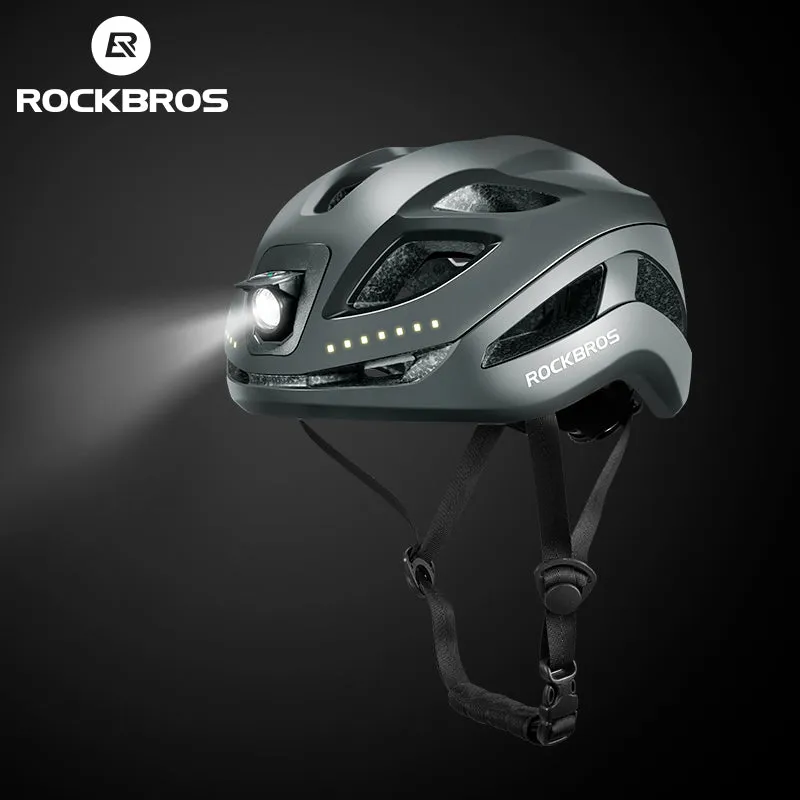 ROCKBROS Safety Warning Helmet with Built-In Lights and Adjustable Fit