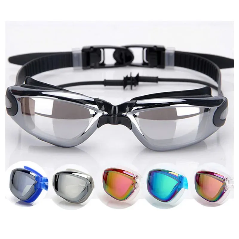 Swimming Goggles with Earplugs - Anti-Fog Waterproof Eyewear
