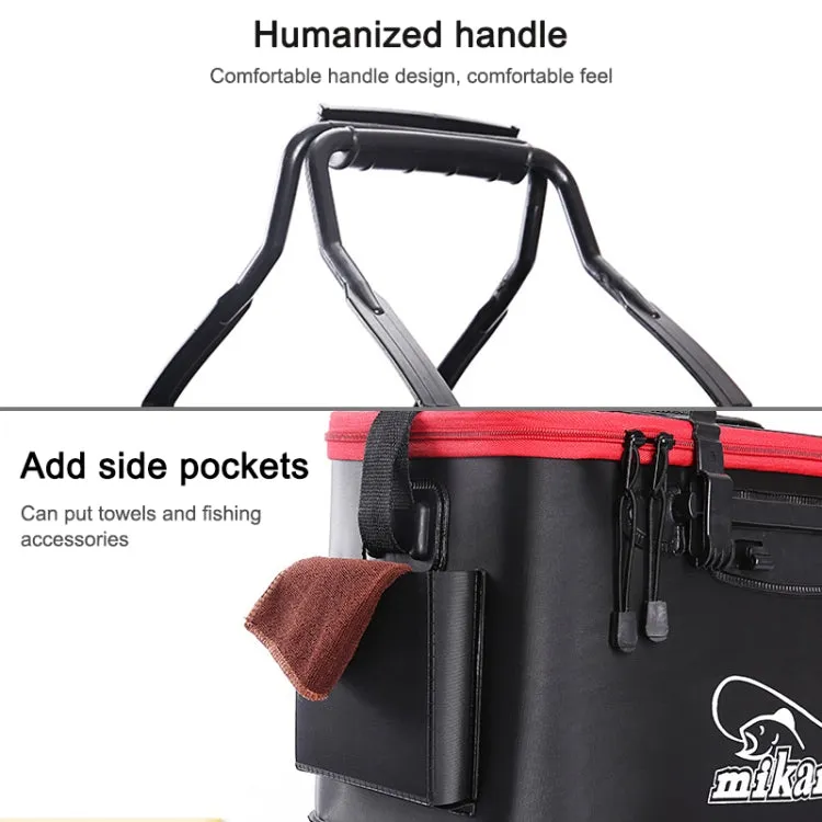 Thickened Multifunctional Folding Live Fish Box Fishing Bucket, Size:45 cm (with Handle and Side Pocket)(Black)