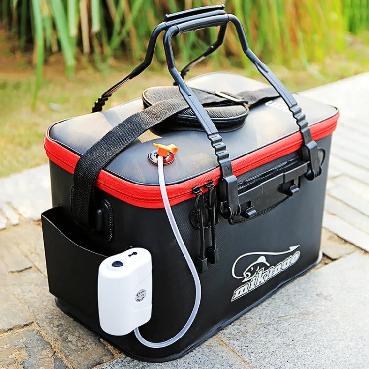 Thickened Multifunctional Folding Live Fish Box Fishing Bucket, Size:45 cm (with Handle and Side Pocket)(Black)