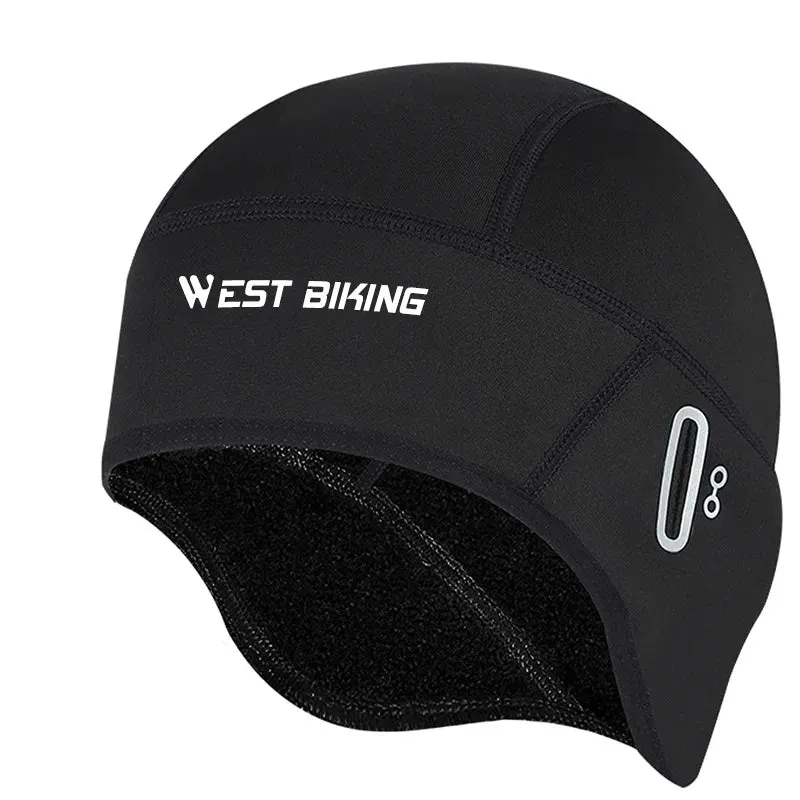 Winter Fleece Cycling Cap Windproof Thermal Skull Cap Helmet Liner Running Skiing Motocycle Riding Men MTB Bike Hat